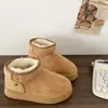 Novedad Otoño/Invierno 2026 Botines Gruesos de Moda Casual con Forro de Felpa para Estudiantes, Zapatos Cálidos para Mujer, Zapatos de Algodón, Transfronterizo
