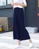 26 Pantalones Falda Amplios de Gasa Plisada de Cintura Alta Sueltos para Mujer con Dobladillo Grande y Caída, Tallas Grandes, Pantalones Cropped Casuales Primavera/Verano