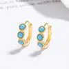 Aretes redondos de turquesa para mujer plata de ley 925 nuevos aretes de moda personalizados simples versátiles joyería para orejas con temperamento ins