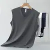 Chaleco de Algodón Modal Seda de Hielo para Hombre Color Sólido Blanco Antibacteriano Antiácaros Fresco Secado Rápido Cuello en V Sin Mangas Camiseta Chaleco Deportivo