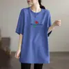 Camiseta de Manga Corta de Longitud Media Talla Grande para Mujer, Nuevo Estilo de Comercio Exterior Verano 2026, Corte Holgado, Adelgazante, Cubre las Caderas Top