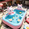 Alberca inflable con carpa, diseño de caricatura, para niños y adultos, tina de natación exterior de PVC engrosado con tobogán