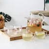 Jarra de Agua de Vidrio con Tapa de Bambú al por Mayor para Sala de Estar, Jarra de Vidrio de Borosilicato Alto para Agua Fría, Taza de Agua Doméstica de Gran Capacidad para Agua Fría Hervida, Jugo y Agua Fría