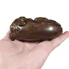 Adorno de Talla en Madera de Árbol de Águila de 190g, Escultura de Madera Maciza de una Bestia Divina Madre e Hijo Pixiu, Artículo de Regalo Artesanal Hecho a Mano