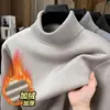 Suéter de cuello alto de mezcla de lana transfronterizo para hombre, nuevo estilo de invierno 2026, forrado de polar, engrosado, cálido y resistente al frío, tejido para hombre