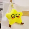 Muñeco de Peluche Estrella con Gafas Colgante Carita Sonriente Creativa Adorno de Dibujos Animados Cadena para Llavero de Bolso Hecho a Mano DIY
