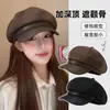 2026 Nuevo Boina Maillard Hace que la Cara se Vea Más Pequeña Versátil Sombrero Octagonal de Pintor Casual Lana Fieltro Delgada Diseño de Ala Curva