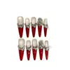 Uñas Portátiles Puramente Hechas a Mano, Piezas de Manicura Larga de Gama Alta para Otoño e Invierno Rojas de Año Nuevo con Diamantes y Parches de Uñas Postizas Brillantes