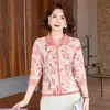 Nueva moda de otoño para madres: Blusa de manga larga con cuello, camisa base de algodón tejida para mujeres de mediana edad y mayores de 60 años