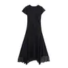 Moda Europea y Americana Transfronteriza Piel Verano 2025 Nueva Moda Vestido Midi Sin Mangas Cuello Alto Falda de Cintura Elegante