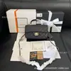 Bolso de Mano Vipgift Transfronterizo 100% Piel de Oveja Genuina Mini Cf Bolso Cuadrado Pequeño de Cuero con Patrón de Diamantes