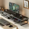 Estante de escritorio para libros, elevador de monitor de computadora, estante extendido de doble capa para debajo de la pantalla del escritorio