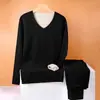 Roupa íntima térmica sem costura de veludo masculina com forro de fleece espessado à prova de frio de inverno, conjunto de calça comprida para outono, calça de camisa base