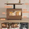 Carrito de almacenamiento con cajón y puerta corredera para sofá elevable Feng Sheng, mesa auxiliar simple móvil para sala de estar, mesa de café