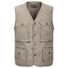 Casual algodão multi-bolso meia-idade e idoso pai colete de pesca fotografia colete colete masculino colete plus size