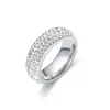 Joyería Popular Transfronteriza de Acero de Titanio Curvado con Diamantes de Cinco Filas, Moderna, Ligera, Lujosa y de Gama Alta, Anillo de Pareja Completamente Diamantado que No se Desvanece