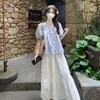 Blusa de Encaje Patchwork Hueca para Mujer, Nuevo Estilo Verano 2026, Diseño Estilo Vacaciones, Top de Manga Corta con Sentido de Diseño
