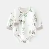 Mameluco de Bebé Primavera y Otoño Mameluco Triangular de Bebé Algodón Puro Recién Nacido Manga Larga Estampado de una Pieza Sin Costuras Traje para Gatear