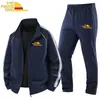 Chaqueta Cardigan Simple de Moda para Hombre Transfronteriza Tallas Grandes Traje Deportivo y de Ocio de Dos Piezas para Primavera y Otoño con Impresión Personalizada