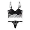 Lingerie sexy estilo francês para mulheres, conjunto de lingerie de renda com cílios, puro desejo, sutiã tomara-que-caia para seios pequenos para realçar o volume, com um lindo design nas costas