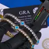Pulsera de Cadena de Tenis de Plata S925 Europea y Americana Transfronteriza con Moissanita, Trébol de Cuatro Hojas con Goteo de Aceite para Mujeres, Joyería Hip-Hop de Moda, Personalización