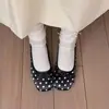 Zapatos planos de lazo de lunares, de suela blanda, cómodos, adecuados para el trabajo de oficina, para ir al trabajo y para ocasiones casuales, punta cuadrada, estilo Mary Jane de otoño, zapatos para mujer