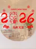 2026 Feliz Año Nuevo del Caballo Lindo Dibujo Animado Tienda Vidrio Ventana Pegatina Estática Oficina Atmósfera Decoración Pegatina