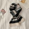 Bufanda de lana tejida estilo universitario a rayas en contraste estilo coreano para mujer, otoño e invierno cálida, combina con todo, bufanda de lana para pareja