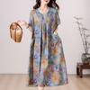 Vestido de Algodão e Seda de Verão para Mulheres, Caimento Solto, Emagrecedor, para Mães de Meia-Idade e Idosas, Saia Evasê, Novo Modelo 2026, Item Quente Popular deste Ano