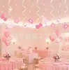 Banner de Aniversário Rosa com Laço da Amazon, Banner de Letras, Conjunto de Decoração para Topper de Bolo de Festa