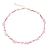 Aliexpress Más Vendido Cristal Rosa Natural Jade Rosa Teñido Irregularmente Perla de Agua Dulce Pulida por Ambos Lados Collar de Cuentas Diseño Pequeño