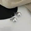 Hebilla de Oreja de Perla Simple Versátil para Uso Diario Pendientes Dulces de Chica Estilo Hong Kong Elegante Pendientes de Aguja Plateada de Moda Joyería