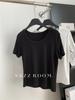 Camiseta Manga Curta Gola U com Fio Elástico Estilo Coreano 47% Algodão Feminina Slim Camada Base Top Preço Especial Verão 2025
