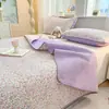 Cubrecama Acolchado de Algodón Lavado Estampado Estudiante Pieza Única Tatami Sábana Gruesa Juego de Tres Piezas para Todas las Estaciones