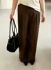 Pantalones de pierna ancha, fluidos, hasta el suelo, de cintura alta, para mujer talla grande, colección otoño 2026, holgados y casuales, diseñados para cubrir las caderas, estilo de pierna recta