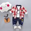 Terno de entrega de uma peça para meninos, roupas de primavera e outono, estilo ocidental, suéter infantil, conjunto de 3 peças, roupas de primavera para meninos, moda 2