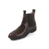 Botas Chelsea de Couro de Primeira Camada para Mulheres, Novo Estilo Outono e Inverno, Botas Curtas Slip-On Bico Redondo de Couro Genuíno, Botas Curtas Casuais para Mulheres