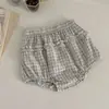 Conjunto de Dos Piezas de Verano Estilo Ins Sencillo a Cuadros sin Mangas + Shorts para Bebés Niñas