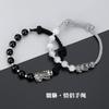 Pulsera de Pareja Pixiu de Plata Pura 999, un Par de Pulseras de Plata Estilo Pareja, Pulseras Trenzadas, Regalos de Cumpleaños para Novio y Novia