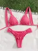 Bikini de Baño Europeo y Americano Transfronterizo Set Sexy Color Sólido para Mujer Espalda Descubierta Playa Natación Traje de Baño Dividido