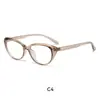 Óculos Cat-Eye Retrô com Armação Cor Chá Frio, Anti-Luz Azul, Lentes Sem Grau, Adequado para Miopia, Visual Natural, Armação de Óculos Ultrafina para Mulheres
