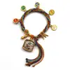 Pulseira do deus da riqueza de cinco vias estilo Xizang oito santos padroeiros cinco mestres Manjushri deus da riqueza amarelo thangka corda tecida à mão pulseira do ano desta vida