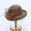 Sombrero de Sol de Bali para Mujer, Sombrero de Protección Solar, Sombrero de Malla con Ala Enrollable para Exteriores de Verano, Elegante Sombrero de Moda para Dama