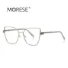 Gafas de moda color rosa té anti-luz azul 3145CP montura dorada tipo patilla cara grande chica popular con montura óptica de comercio exterior