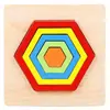 Tablero Cognitivo de Forma Geométrica Arcoíris al por Mayor Bloques de Construcción Tridimensionales de Madera para Niños Rompecabezas Rompecabezas Juguetes