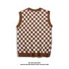 Chaleco Clásico Vintage de Cuadros con Cuello en V de Corea del Sur Otoño e Invierno Estilo Universitario Británico Chaleco Suéter de Cuadros Blanco y Negro para Hombre