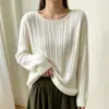 Suéter de Punto Cableado con Lentejuelas Cuello Redondo para Mujer 2026 Otoño Invierno Nuevo Estilo Estilo Perezoso Color Sólido Suave Manga Larga Top de Punto