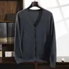 Cardigã de Malha Masculino Gola V em Cashmere 2026 Outono e Inverno Novo Jaqueta de Botão Único Manga Longa Casual de Negócios para Meia-Idade