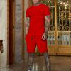 Traje deportivo de manga corta de color sólido europeo, novedad de 2023, para hombre, con estampado de verano, auténtico, con registro imprimible
