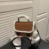 Bolso Pequeño Cuadrado de Lana de Cordero 2025 Nuevo Invierno Casual Moda Puntada de Bloqueo Hombro Único Cruzado Peluche Bolso de Axila